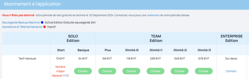 Tarifs abonnement incwo