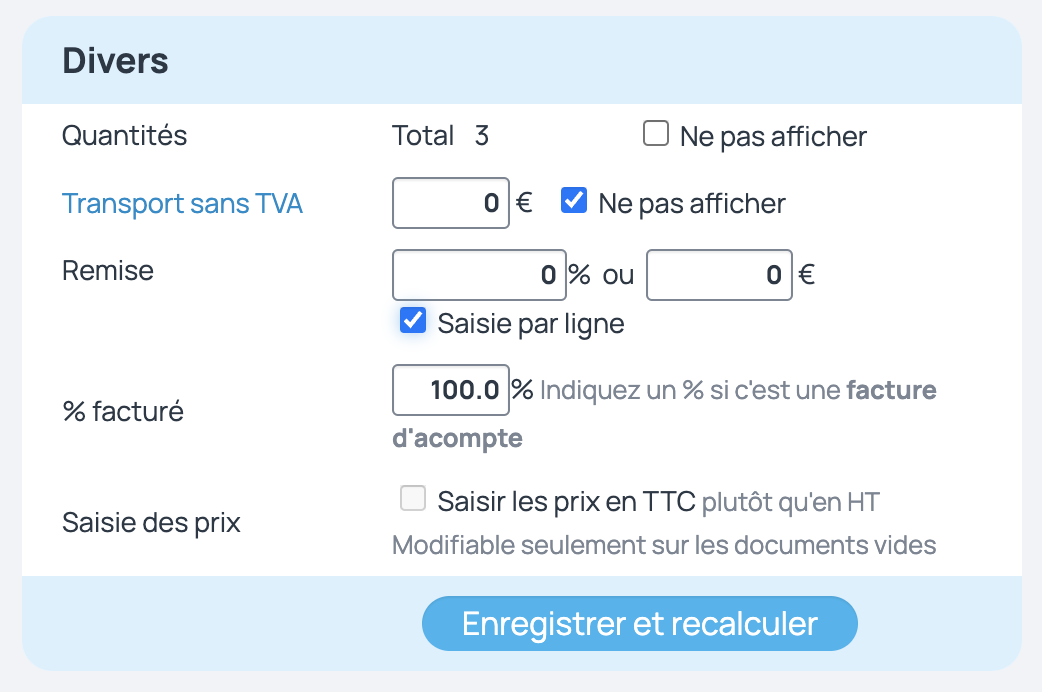 Ajouter des remises par ligne d'articles sur facture