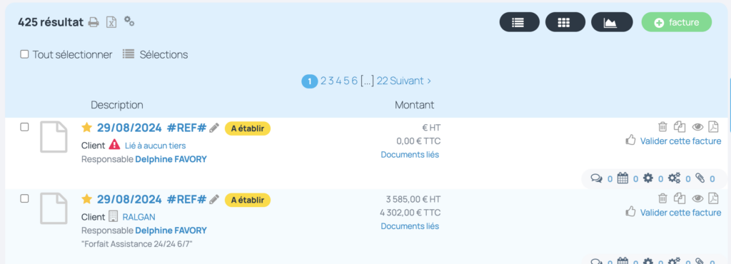 factures prévisionnelles
