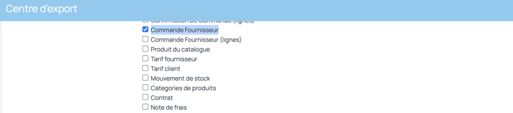 Export des commandes fournisseurs