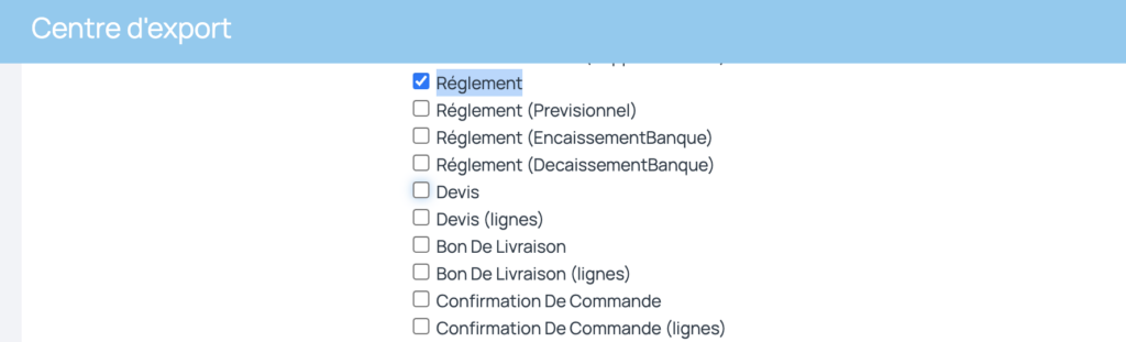 Export des règlements