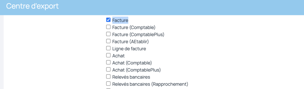 Export des factures