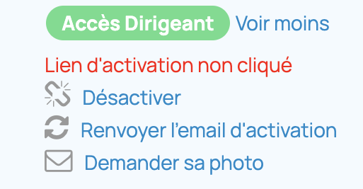 En cliquant sur "Voir plus" sur l'utilisateur, on peut lui renvoyer le mail d'activation ou le désactiver.