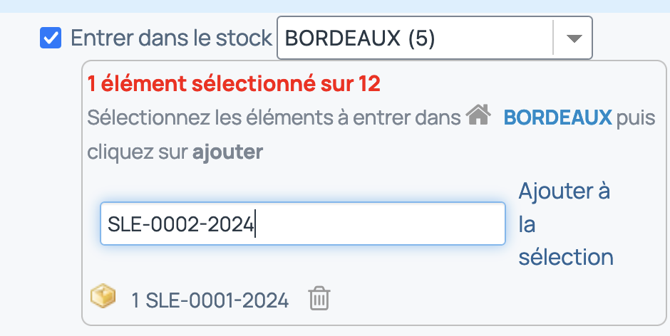 A chaque entrée de stock, l'utilisateur doit intégrer chaque numéro composant la commande fournisseur reçue