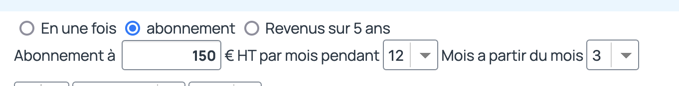 revenu estimé affaire par abonnement