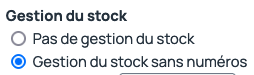 Une fois la fiche classée comme produit, il reste toujours la possibilité de gérer le produit en stock ou non grâce au champ "Stock"