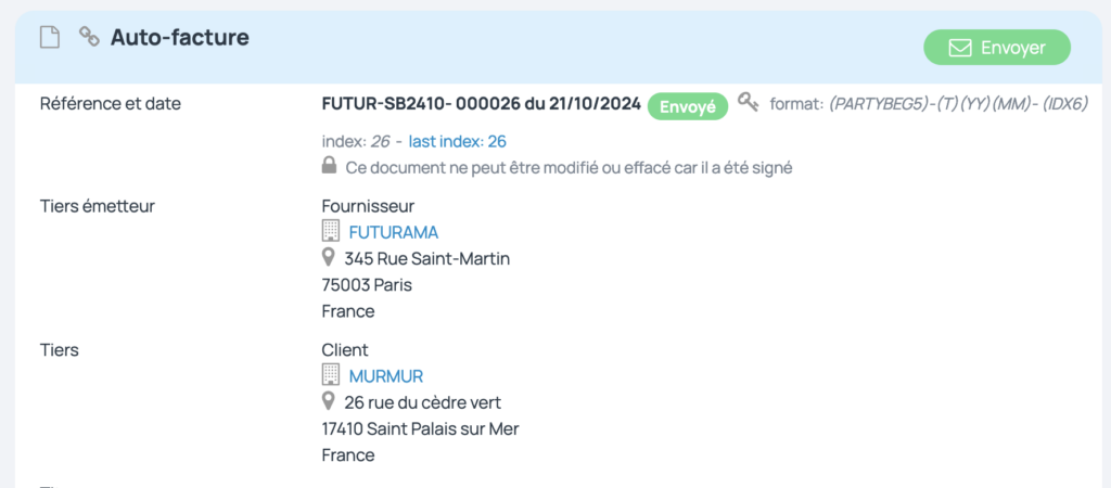 Auto-facturation et tiers émetteur